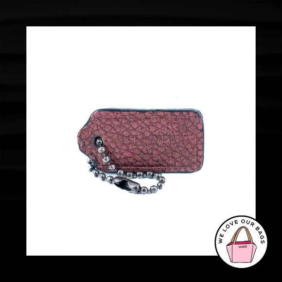 1.5" COACH NEW YORK Maroon Leather Gunmetal Key Fob Bag Charm Keychain Hang Tag - Picture 1 of 1